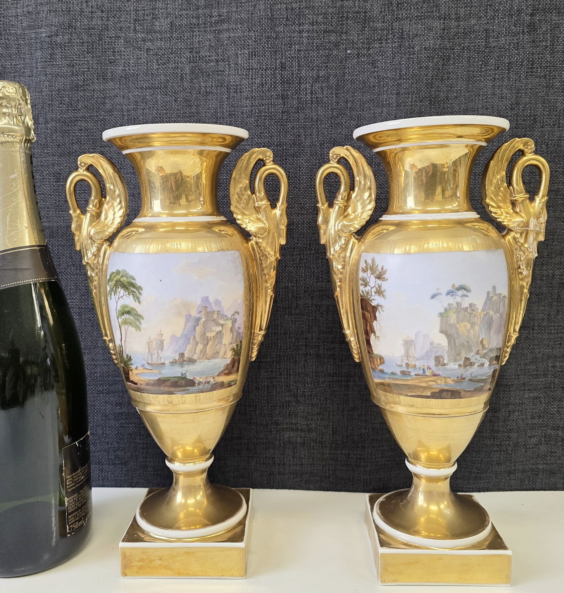A pair of Paris Porcelain Empire Vases A pair of Paris Porcelain Empire Vases